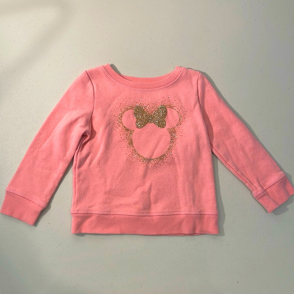 Disney Jumping Beans pink Minnie Mouse w/ Gold Glitter Sweatshirt 2T